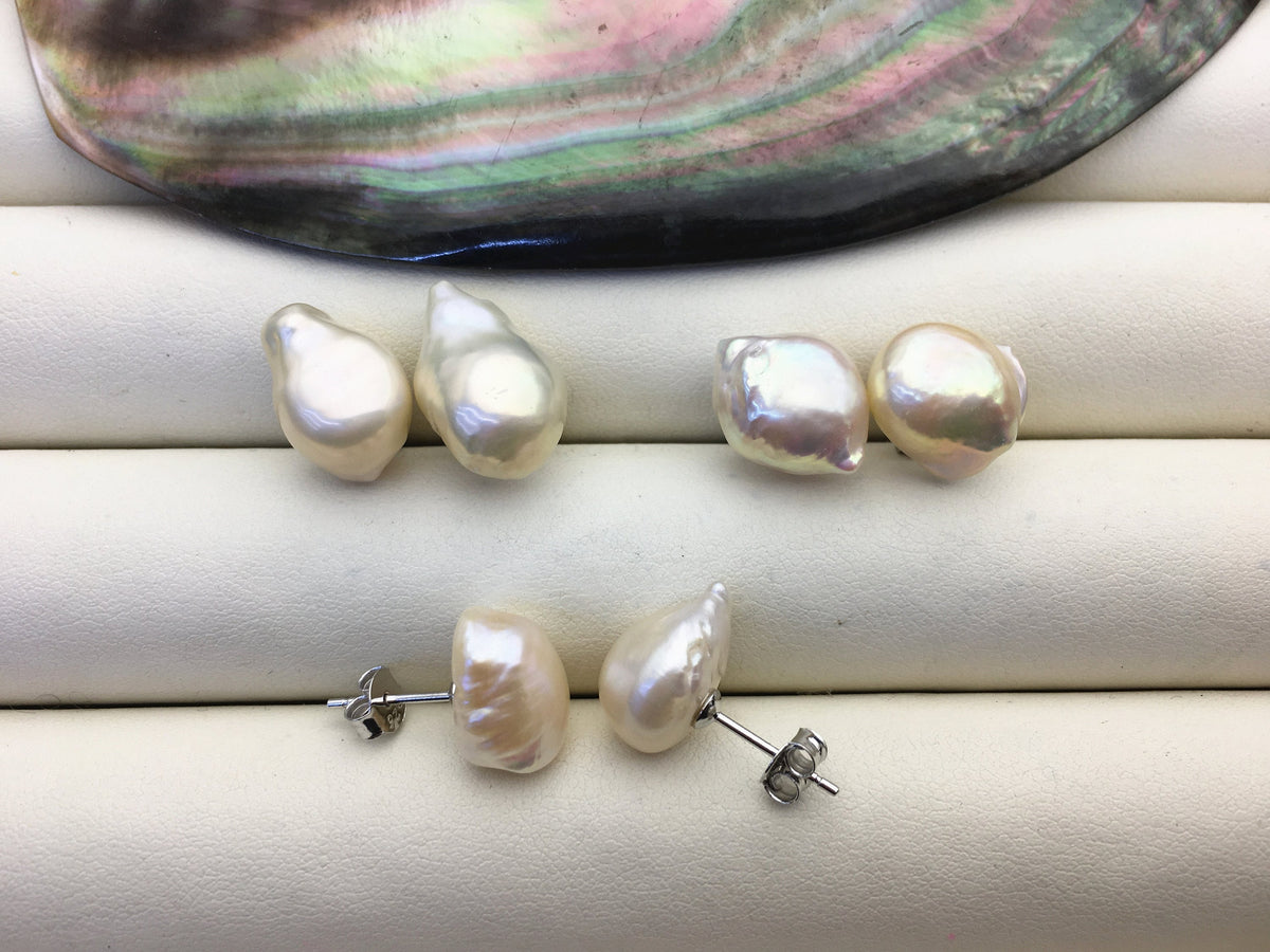 2 pairs AA+ 10-11mm White nugget pearl dangle earrings,S925 sterling silver,wedding pearl earrings,SE3-T65