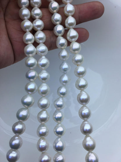 AA+ 9-11mm white short teardrop freshwater pearls, Christmas, for pearl necklace, LR10-T6