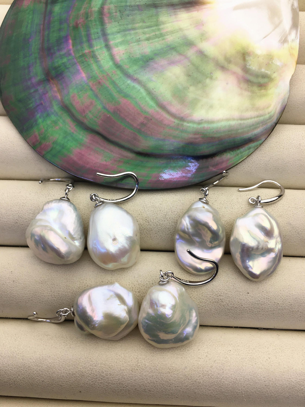 1 pair AAA 15-18mm white baroque pearl silver dangle earrings,earring with white baroque Natural Pearl,SE3-031-33