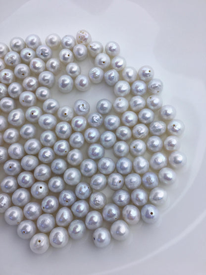 30pcs AA+ 7.5-8mm white baroque near round freshwater pearls,half hole,RP7-T4