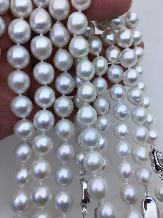 17.5'' AAA 11-13mm white baroque teardrop edison freshwater pearl necklace,NPN1-T30-5