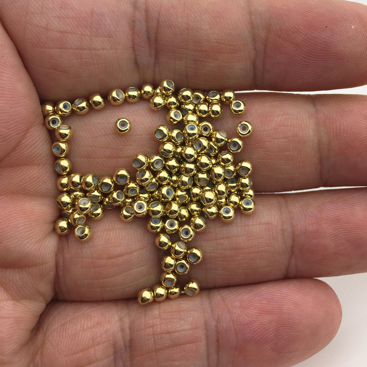 30pcs 3mm Yellow/Silver Gold Plated Rubber Beads,high quality 18k solid gold plated,AAL-003-18