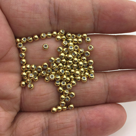 30pcs 3mm Yellow/Silver Gold Plated Rubber Beads,high quality 18k solid gold plated,AAL-003-18