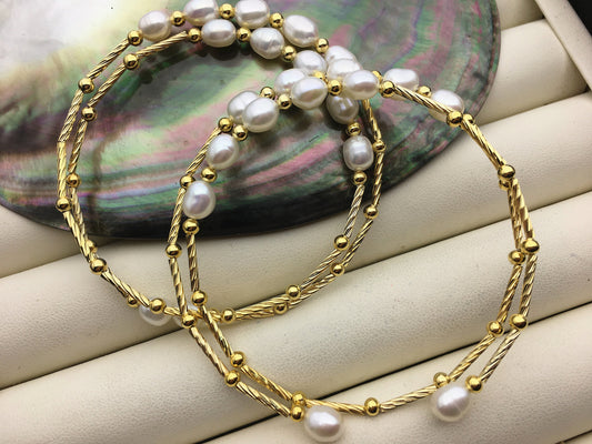 6.5'' AA+ 6-7mm white color rice pearl handmade bracelet, B8-055-8