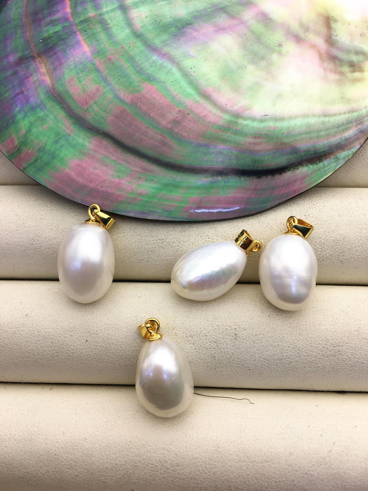 2pcs AAA 10.3-11.3mm White nugget rice pearl pendant , NC1-T6