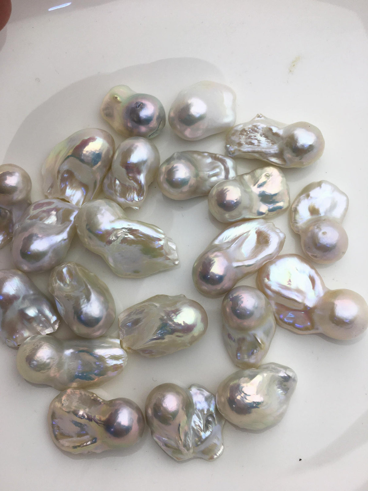 10pcs A+ 13-15mm White Flame ball Pearl - no hole,FL15-T5