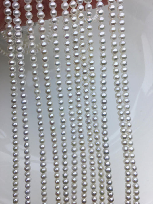 AAA 3-3.5mm white potato near round seed pearls, small pearl, for pearl necklace, for pearl bracelet, CR3-3A-1