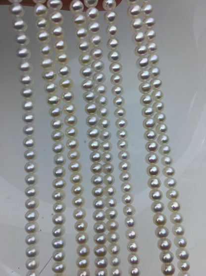 High Luster!AAA 4.5-5mm tiny white button round pearls, full strand, Rondelle pearl Beads, white freshwater pearl, loose strands, SM4-3A-44