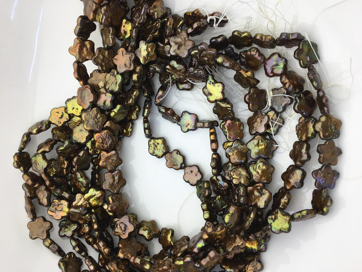 AA 10-12mm brown plum blossom Freshwater Pearl,ZS-119-22