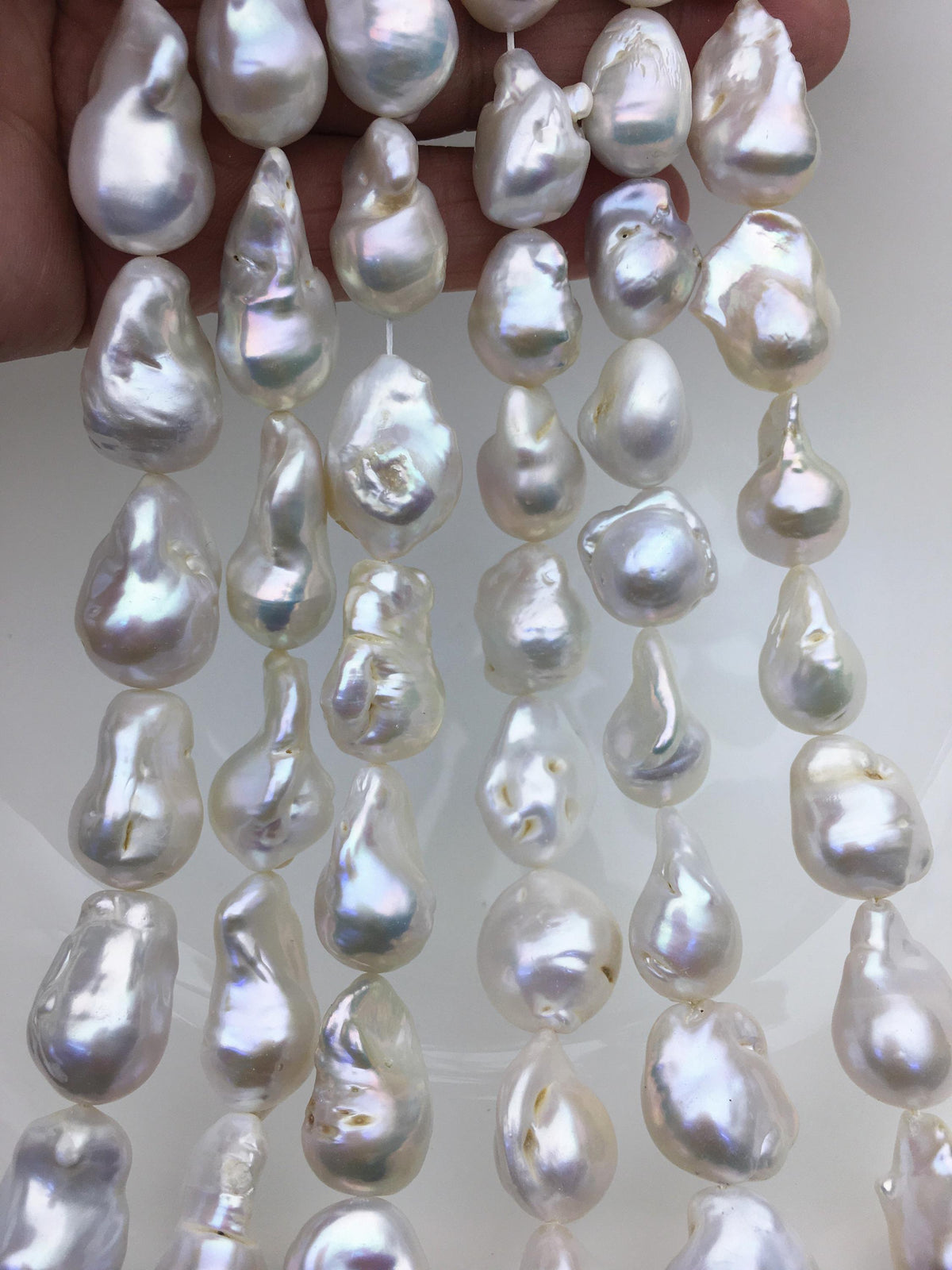 15.5'' A+ 13-17mm white flame ball pearl,FL15-2A-5-85
