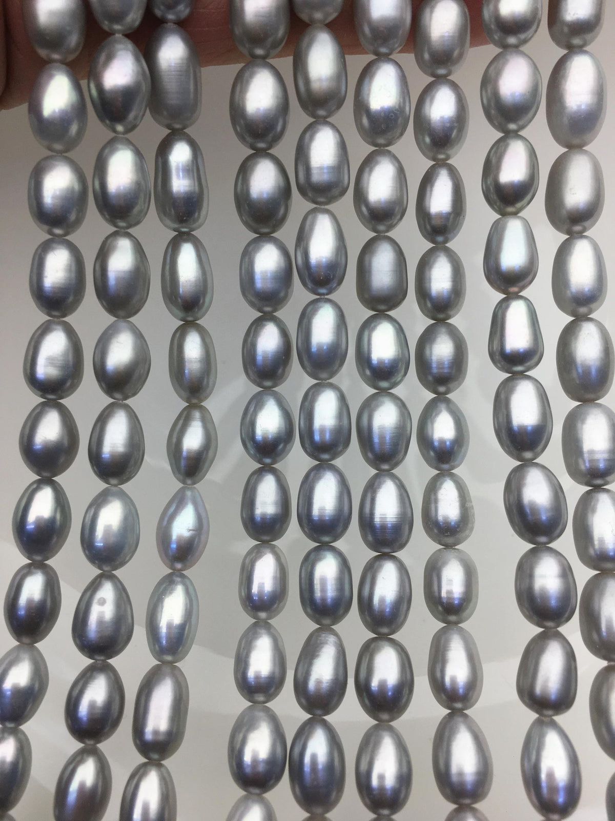 AAA 6.3-7x11-12mm gray long rice freshwater pearls,LR7-T3