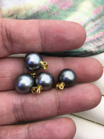 Gray-Green Tahitian Pearl Pendant in 925 Sterling Silver — 11–12 mm