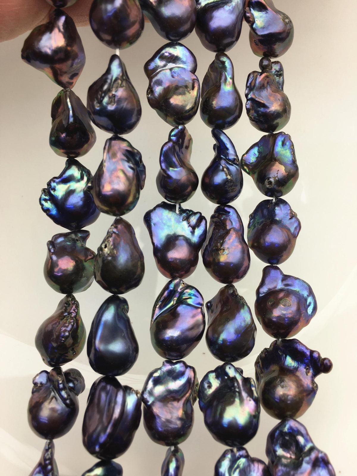 15.5'' AA+ 12-16mm Green Black Rainbow flame ball pearl,FL15-2A-5-104