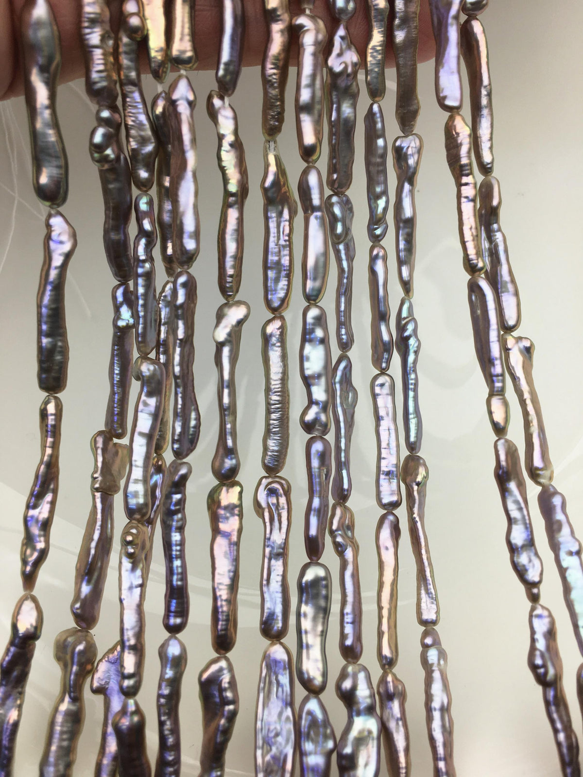 15.5'' AAA 4-7mm gray rainbow Toothpick pearls,ZS-80-27