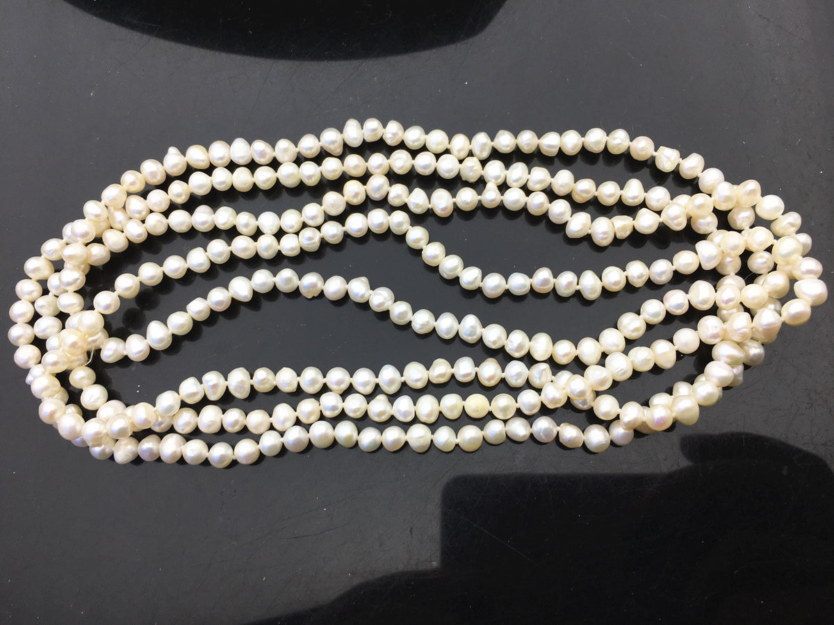 60'' AA+ 5-5.5mm white potato pearl Necklace,Wedding Necklace,NPN1-070