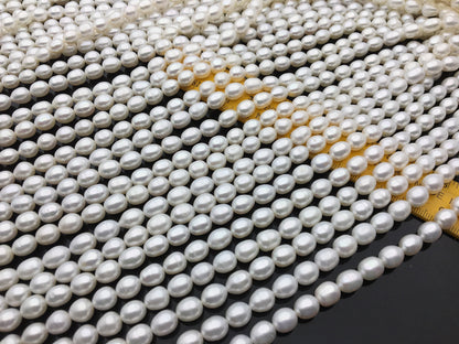 AA+ 8-8.5mm x 9-10mm Cultured White Freshwater Rice Pearls beads, drop pearl necklace, diy pearl beads, gift for her, LR8-2A-6