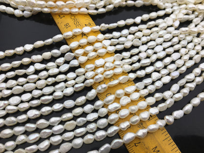 20% OFF 5 strands AA 3.5-4mm white nugget freshwater pearls, irregular nugget freshwater pearl strand, pearl factory china, LM3-2A-3