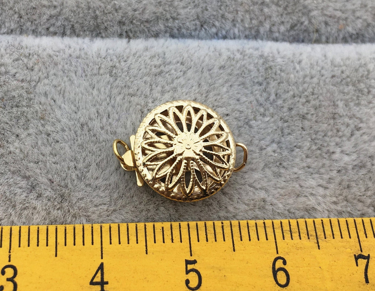 Pearl Clasp, 14k Gold Filled Round Filigree Clasp-12.5mm,wholesale price,AGF-CL-008