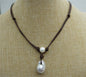 Flameball pearl and leather necklace, Baroque Freshwater Pearl Drop Necklace, Flaming ball pearl necklace, wholesale, Le2-012