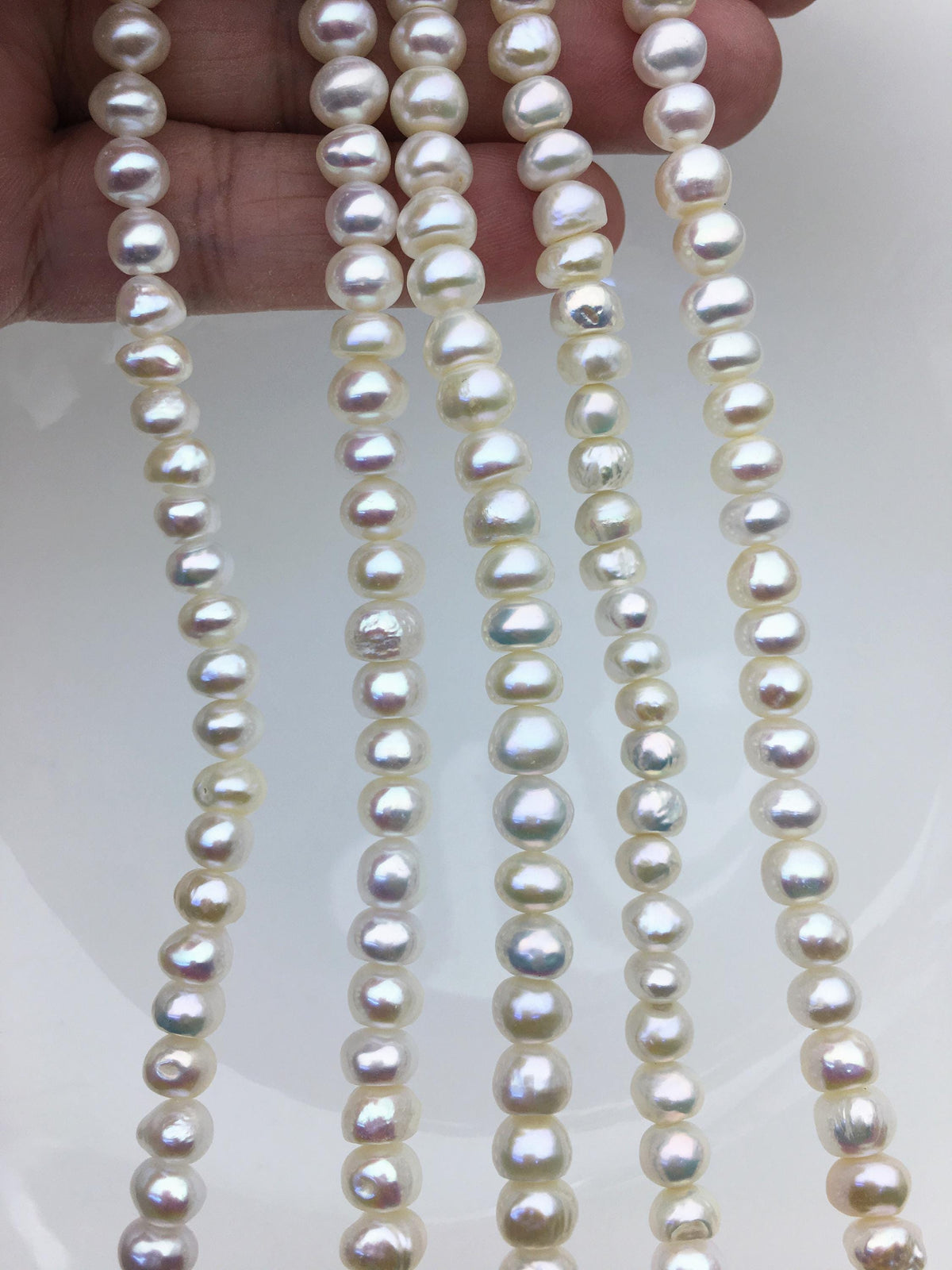 High Luster!AA+ 6.5-7.5mm white button thick skin freshwater pearls, Rondelle pearl Beads strand, loose strands, flat round pearls, SM7-T5