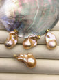 1pc AAA 12-17mm natural Peach Orange baroque pearl pendant necklace, gold plated S925 Sterling silver pendant,NC1-072