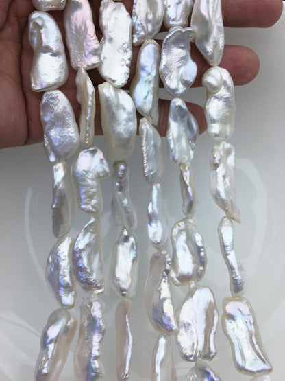 AAA 12-15mm white Keshi Biwa Pearl Necklace,ZS-200-120-22
