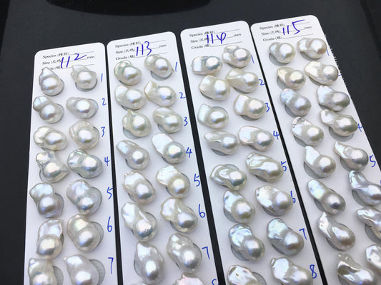1 pair AAA 12-16x18-25mm White Flameball Pearl Pairs,0.9mm top half hole,FL15-3A-8-55