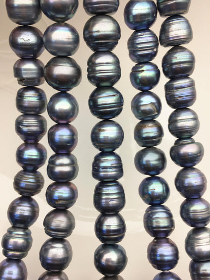 16.5'' AA 11.5-12.5mm blue black button freshwater pearls, Cultured pearl, diy pearl beads, gift for her, necklace, Christmas, SM12-T5