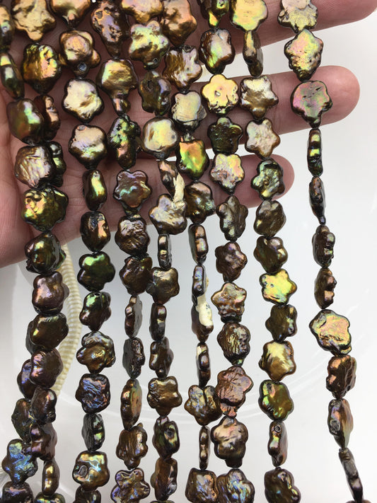 A/AA 10-12mm brown plum blossom Freshwater Pearl,ZS-119-14