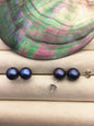 1 pair AA+ 9-10mm black round edison pearl stud earrings, S925 Sterling Silver stud earrings, wedding pearl earrings, SE3-T9-59
