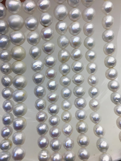 AA 8-9mm white baroque near round freshwater pearls, large hole, loose pearl beads material, gift for her necklace, Cultured pearl, RP8-T1