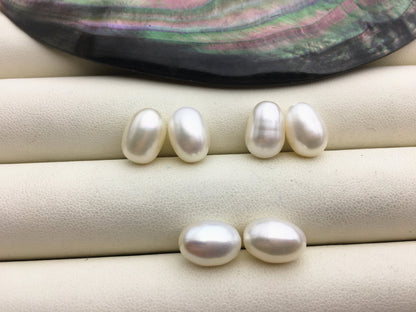 2 pairs AAA 8-8.5mm white/gray long rice freshwater pearls pairs,for dangle pearl earrings,LR8-3A-87