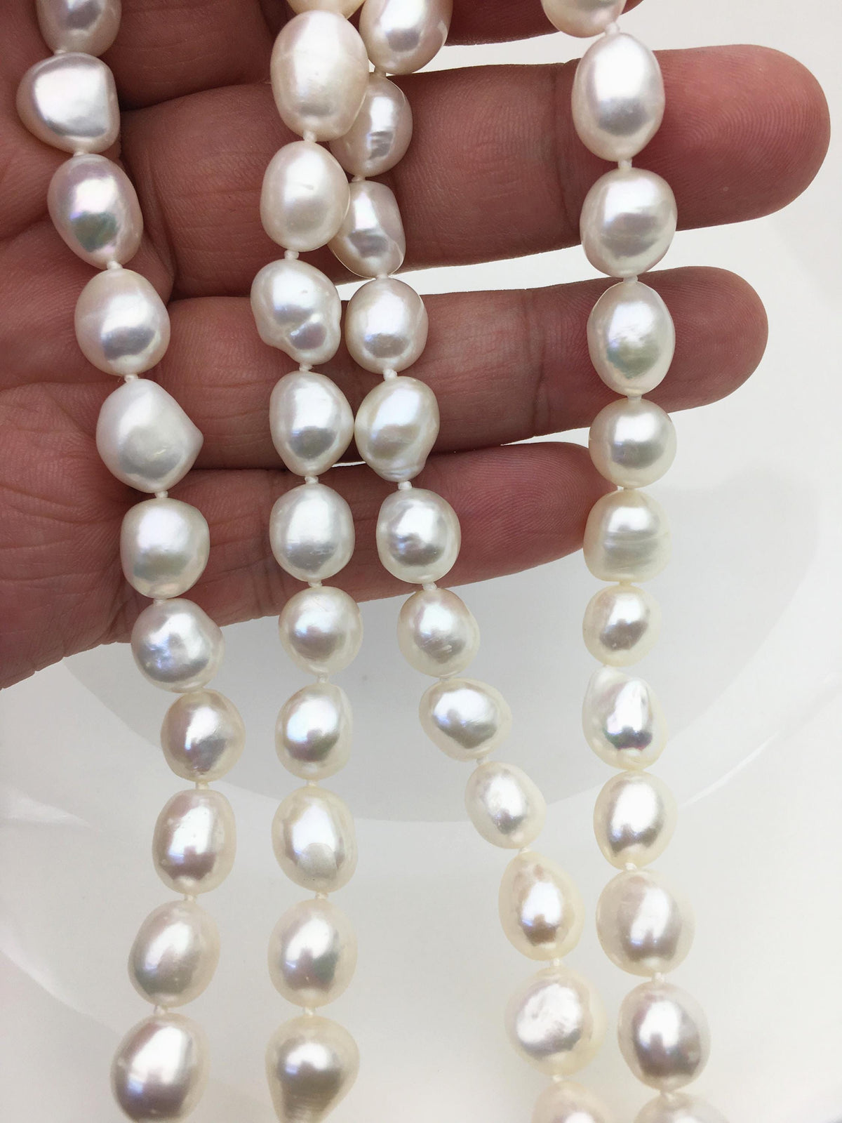 32'' AA+ 10mm white nugget freshwater Pearl necklace,NPN1-022