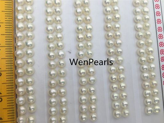 AAA 3.5-4mm Seed Button freshwater Pearls, 3A, white color pearl stud earrings pearl, real pearl earring material, half drilled, BTN3-4A-1-2