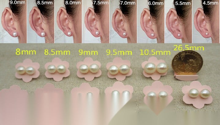 Rare!AAA 9-10mm Carved Faceted white pearl stud earrings, Sterling Silver, bridesmaid gifts, post earrings, Christmas Gift, SE3-092