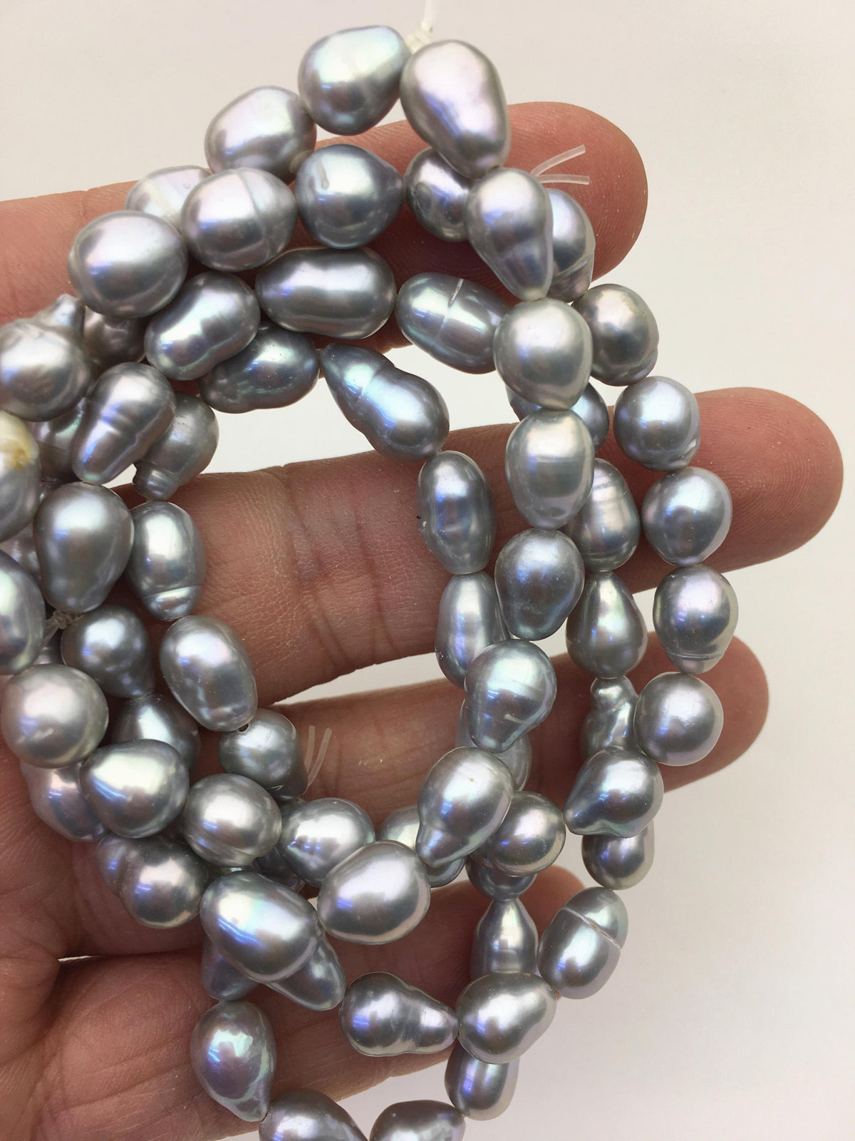 2pc 7 inchs AA+ 7-8mm gray Freshwater pearl Elastic string Bracelet,B8-003-13