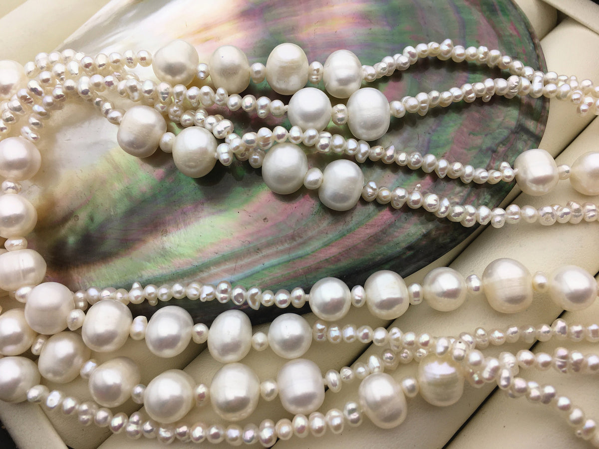 62'' 3mm/8mm AA+ white freshwater pearl Long Necklace,NPN1-044