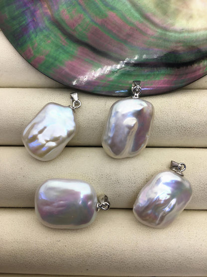 2pcs AAA/AA+ 15-17mm White Thick Block Baroque pearl pendant,NC1-036