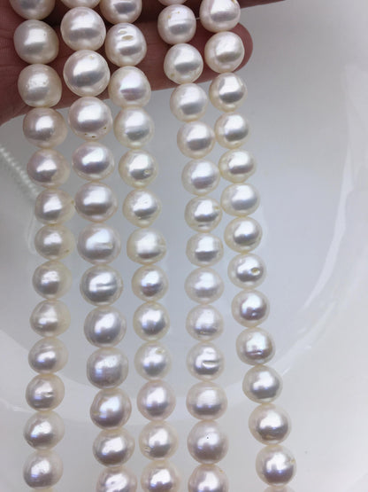 AA+ 9.4-10.3mm white button freshwater pearls,full strand,Rondelle pearl Beads,loose freshwater pearl,SM10-2A-5