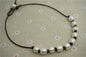 Big rice pearl necklace, white freshwater pearl necklace, Leather Pearl Necklace, Pearl Leather Necklace, White Leather Pearl necklace, Le1-096