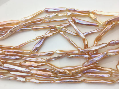 15.5'' AAA 4-6mm natural orange rainbow Toothpick pearls,ZS-80-25-12