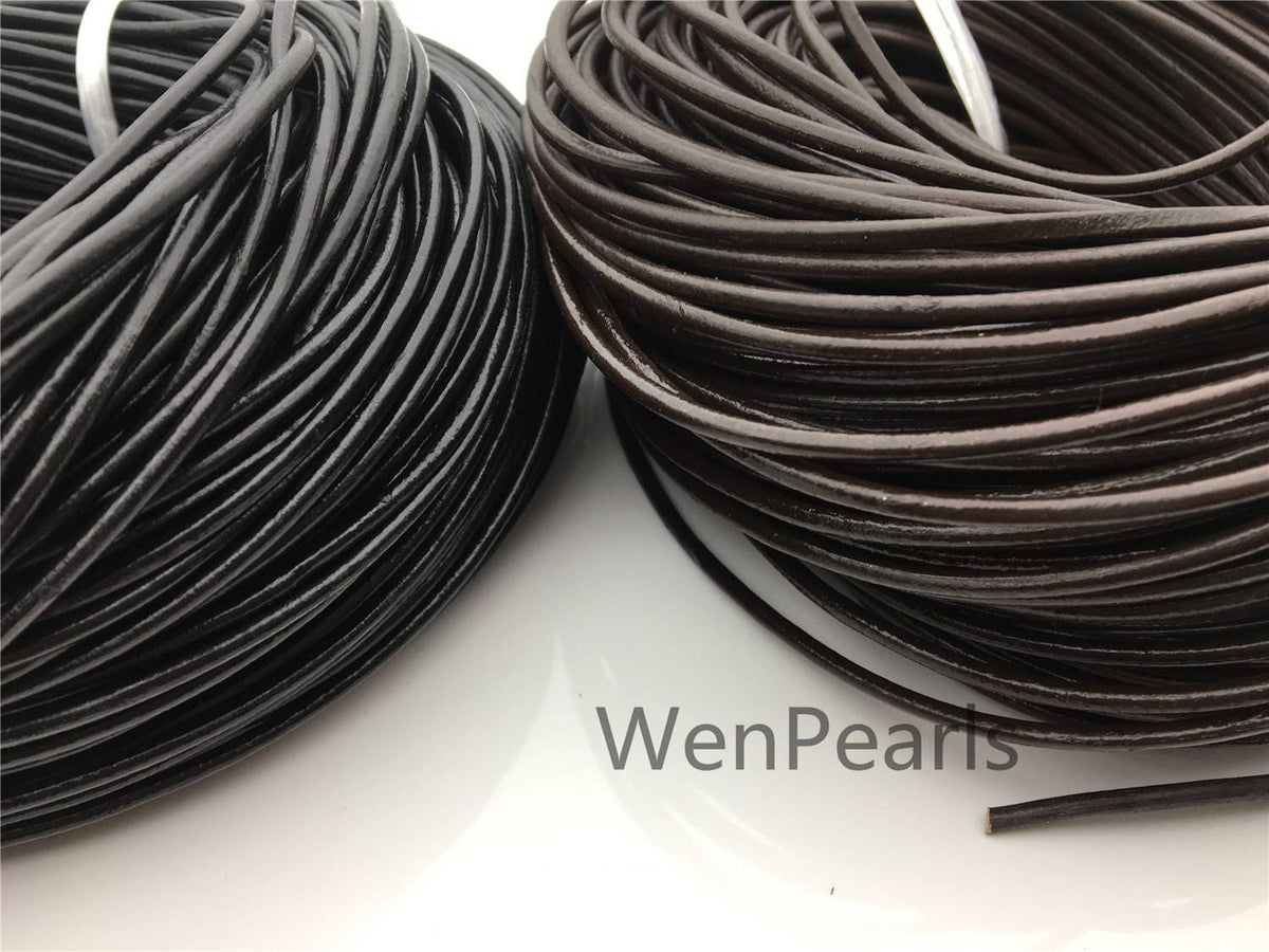 3mm Black/Coffer Round Leather Cord,Wholesale Jewelry Supplies,Distressed Matte Finish,LC3-204