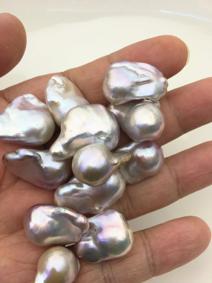 15pcs AAA 15-17mm Natural Purple Flame ball Pearl - top half hole,FL15-T4-45