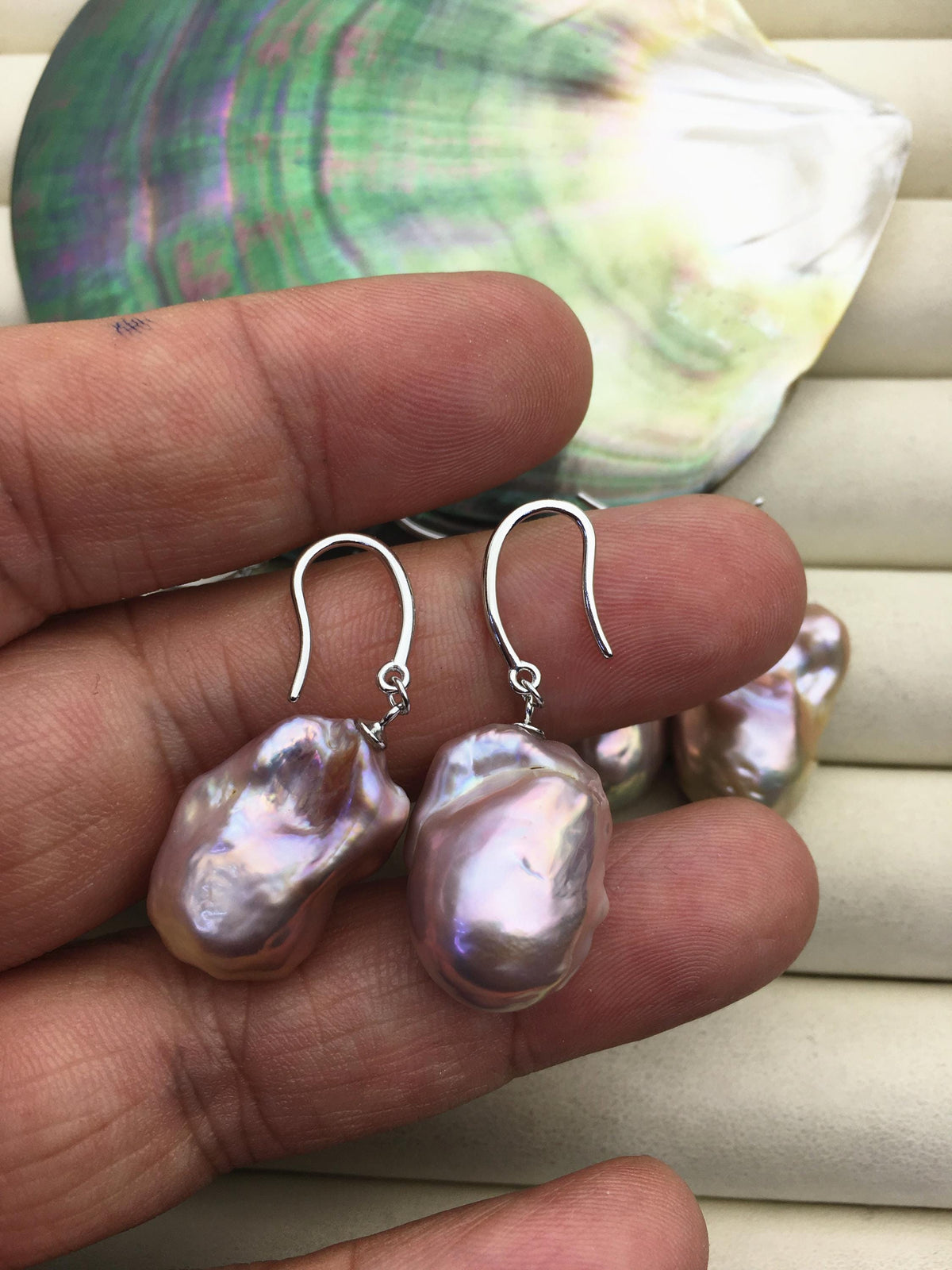 1 pair AAA 13-16mm purple flame ball pearl dangle earrings,SE3-031-36