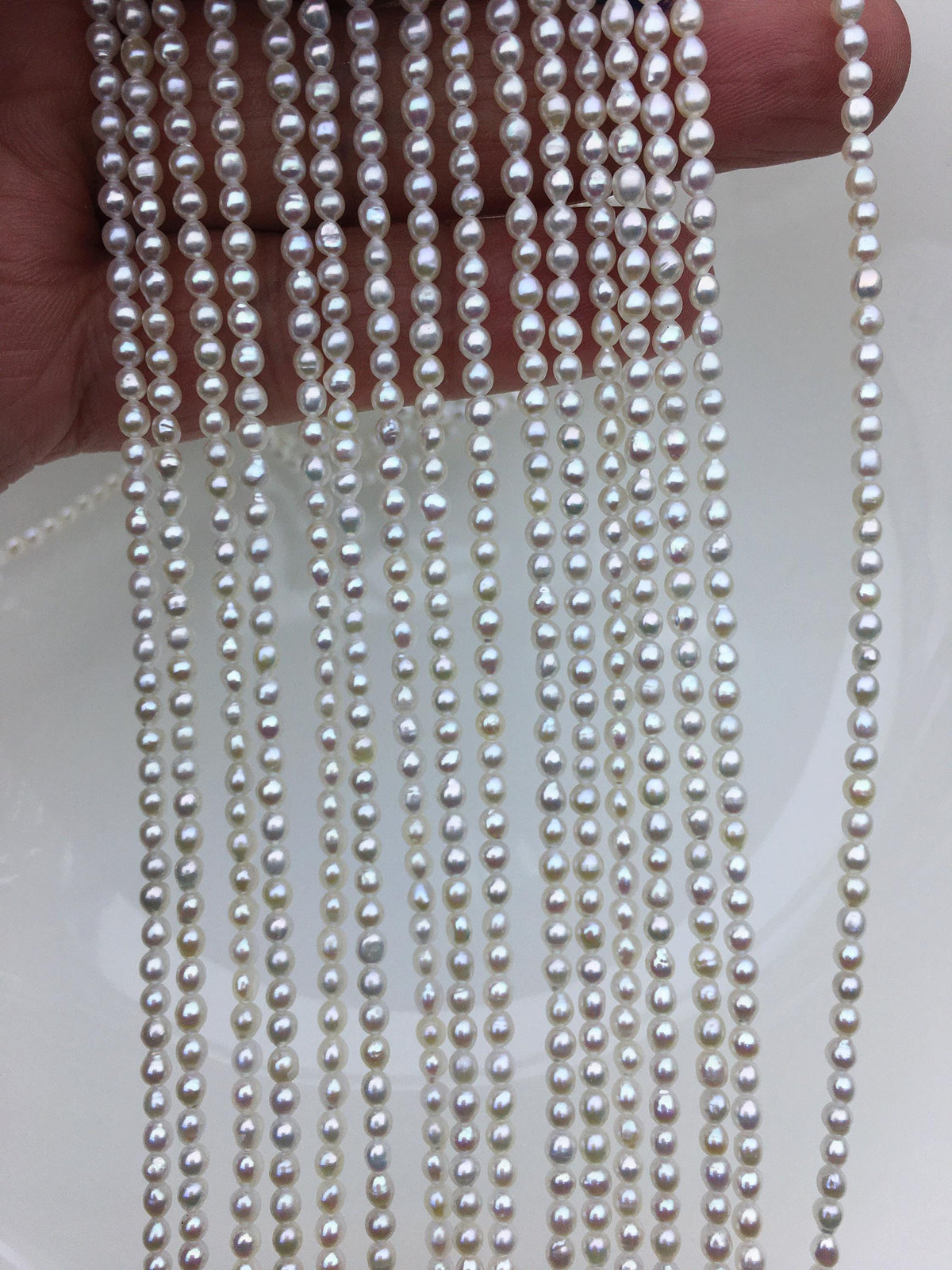 high luster!AAA 2.5-3x3-4mm white oval rice pearls, oval loose pearl beads, diy pearl, genuine pearl, Cultured pearl, diy pearl beads, LR2-3A-24