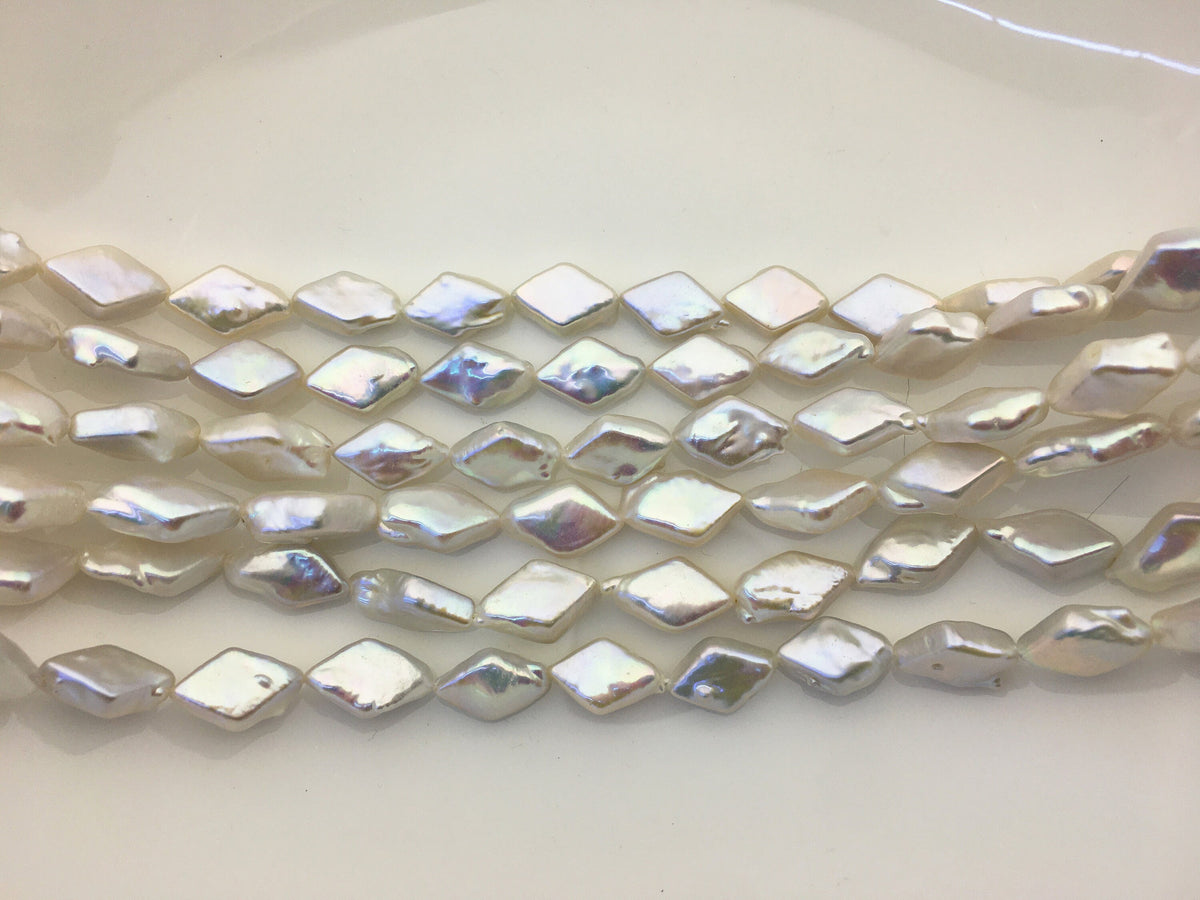 AAA+ 9-10.5mm White diamond Shape Freshwater Pearl,ZS-103-2