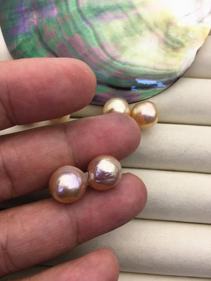 1 pair AAA 8-13mm natural rainbow near round edison pearl stud earrings,S925 Sterling Silver stud earrings,SE3-T9-52