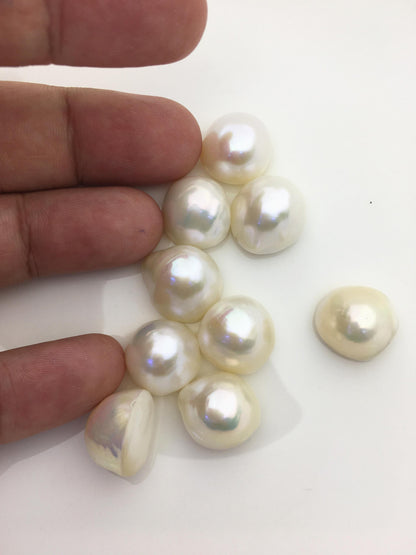 9pcs AAA 15-16mm white Baroque Mabe Freshwater Pearls,no hole,MB-T38