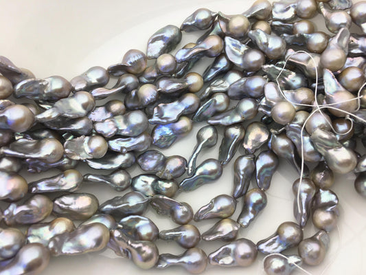 15.5'' AA+ 10-12mm gray flame ball pearl,FL15-2A-5-82