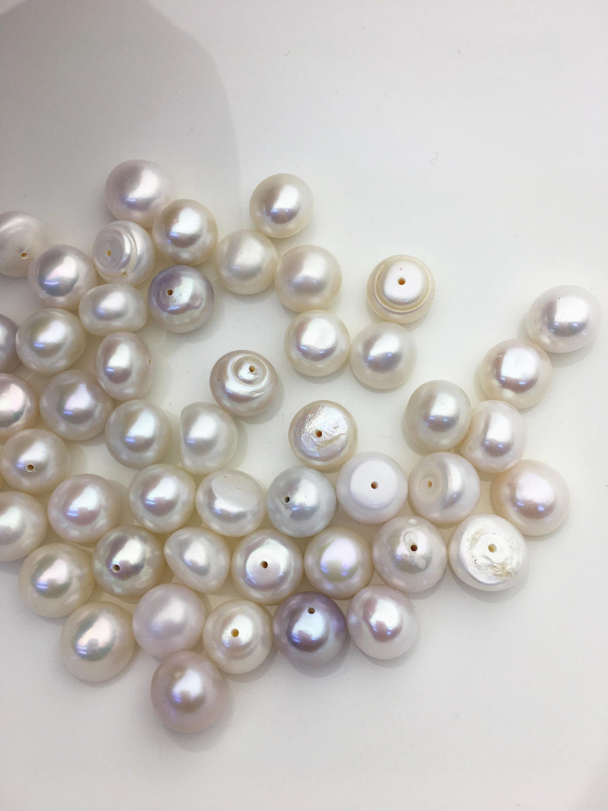 20pcs AAA/AA+ 10-11mm White baroque button freshwater pearls,half hole,BTN10-T5